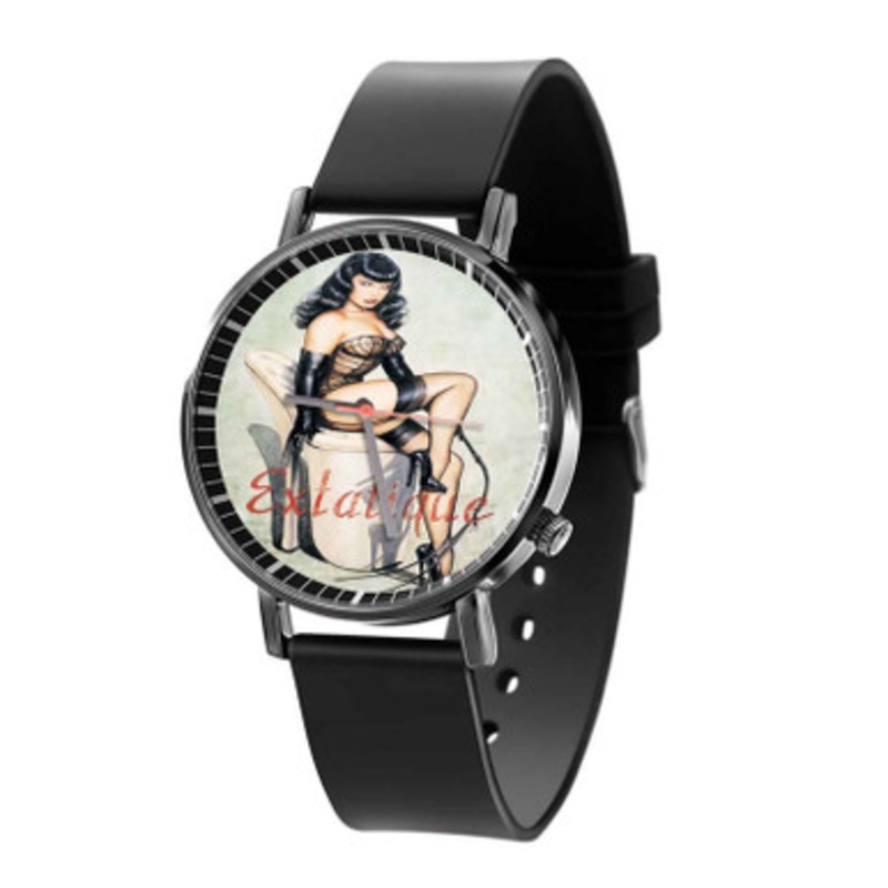 Bettie Page Extatique Black Quartz Watch Unisex With Premium Gift Box