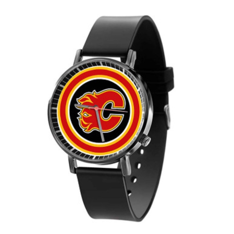 Calgary Flames NHL Black Quartz Watch Unisex With Premium Gift Box