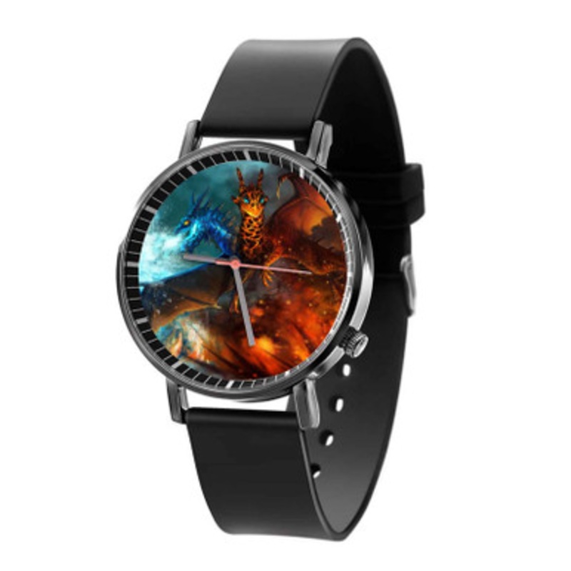 Dota 2 Ice and Fire Unisex Black Quartz Watch With Premium Gift Box