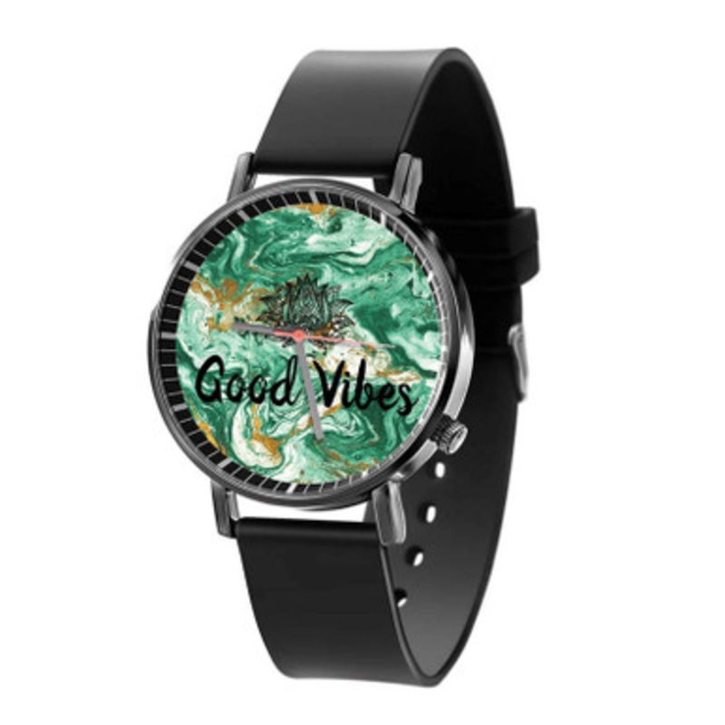 good vibes turquoise Black Quartz Watch Unisex With Premium Gift Box