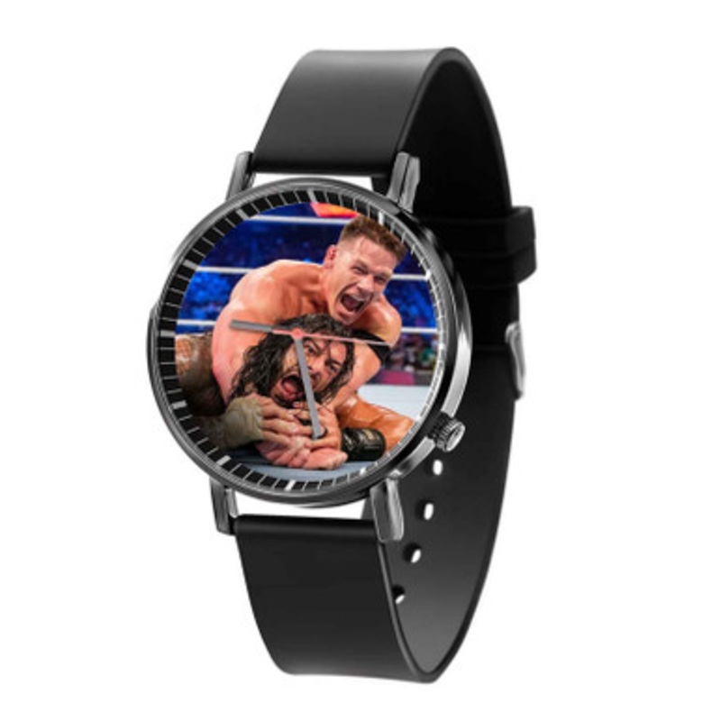 John Cena and Roman Reigns WWE Smack Down Black Quartz Watch Unisex With Premium Gift Box
