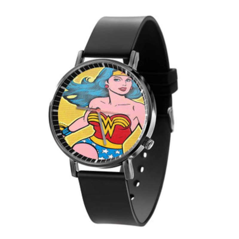 Wonder Woman Print Black Quartz Watch Unisex With Premium Gift Box