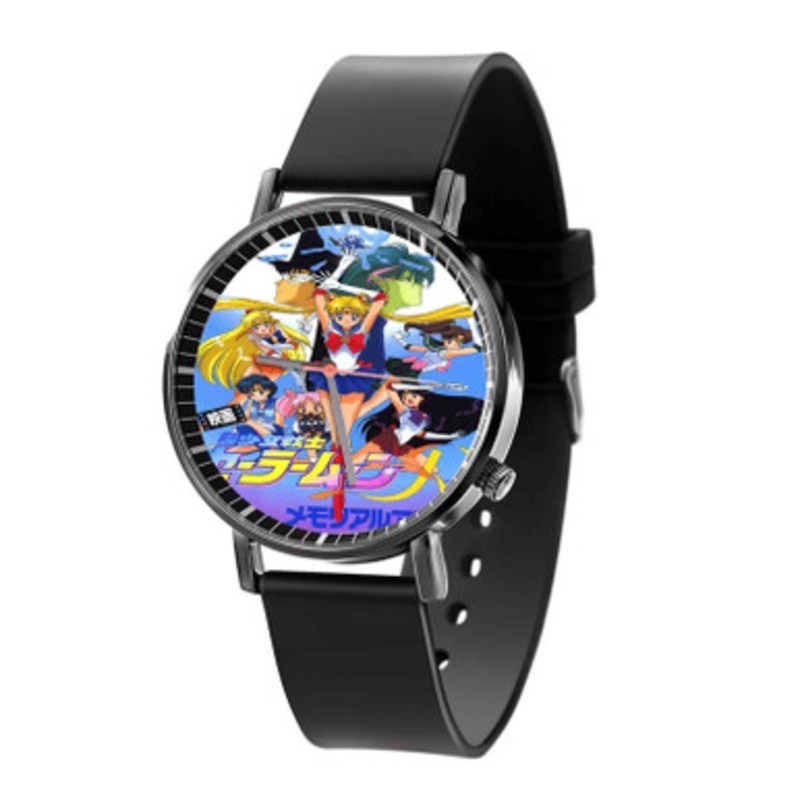Sailor Moon Characters Rainbow Black Quartz Watch Unisex With Premium Gift Box