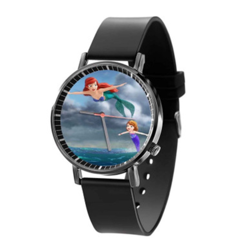 Sofia The First and Ariel The Little Mermaid Disney Fly Black Quartz Watch Unisex With Premium Gift Box