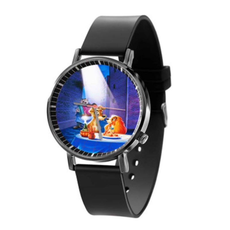 Disney Lady and The Tramp Black Quartz Watch Unisex With Premium Gift Box