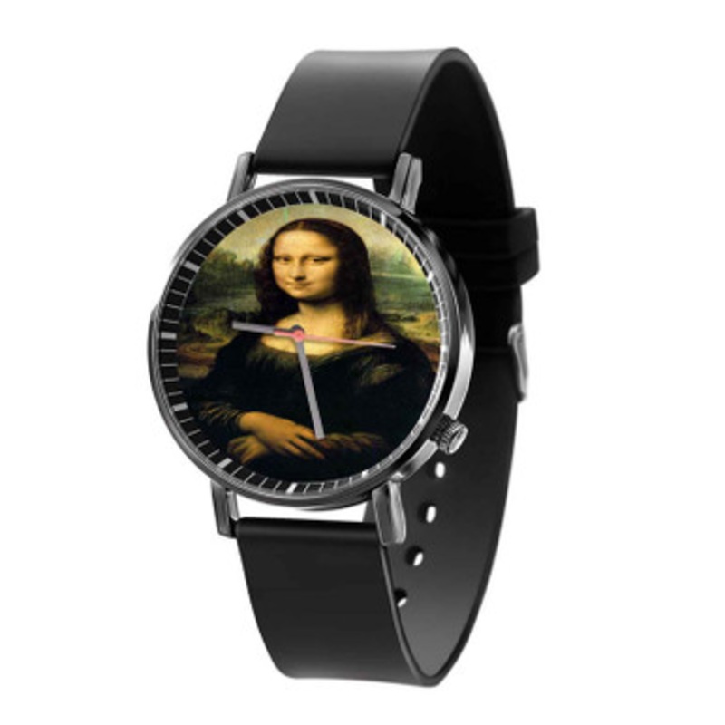 Leonardo da Vinci Mona Lisa Painting Black Quartz Watch Unisex With Premium Gift Box
