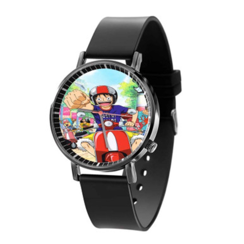 Luffy One Piece With Scooter Black Quartz Watch Unisex With Premium Gift Box