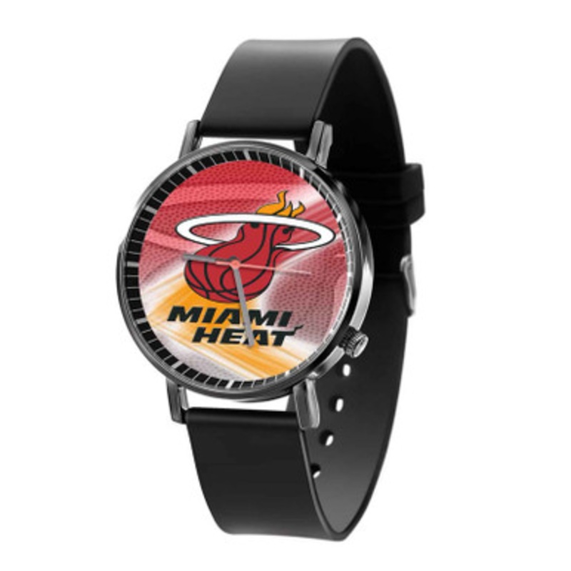 Miami Heat Basket NBA Black Quartz Watch Unisex With Premium Gift Box