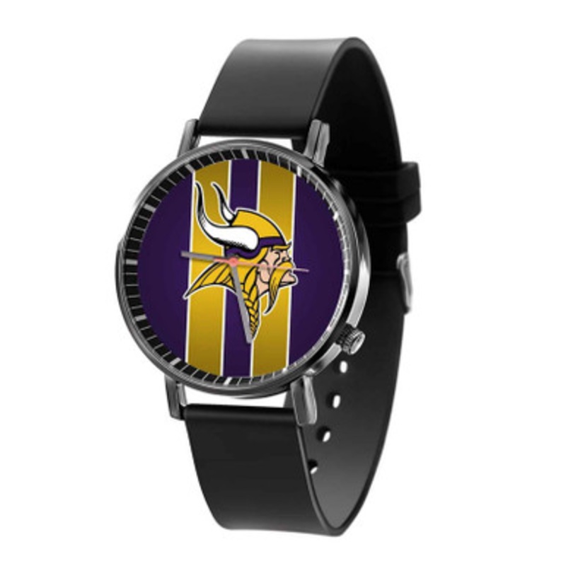 Minnesota Vikings NFL Art Black Quartz Watch Unisex With Premium Gift Box