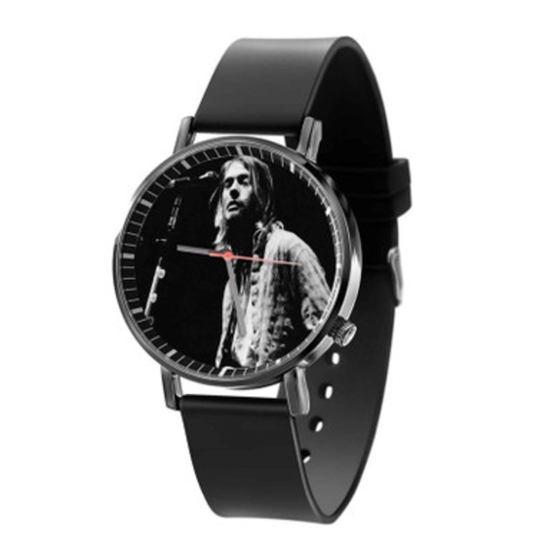 Nirvana Kurt Cobain Playing Guitar Unisex Black Quartz Watch With Premium Gift Box