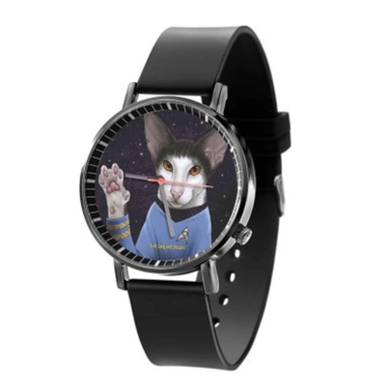Star Trek Spock Cat Black Quartz Watch Unisex With Premium Gift Box