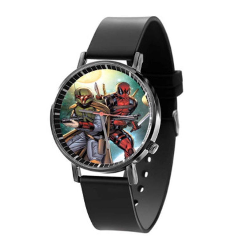 Boba Fett and Deadpool Black Quartz Watch Unisex With Premium Gift Box
