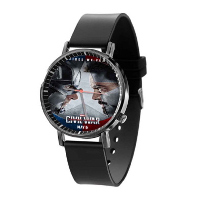 Captain America Civil War Captain America Iron Man Black Quartz Watch Unisex With Premium Gift Box