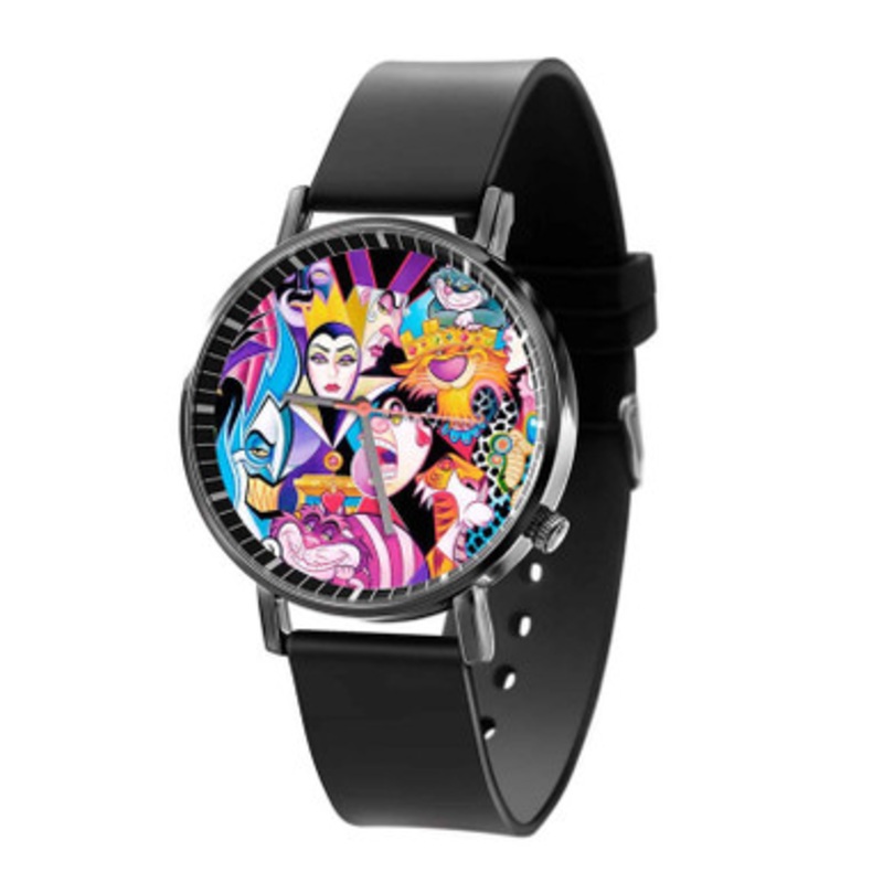 Disney Villains Black Quartz Watch Unisex With Premium Gift Box