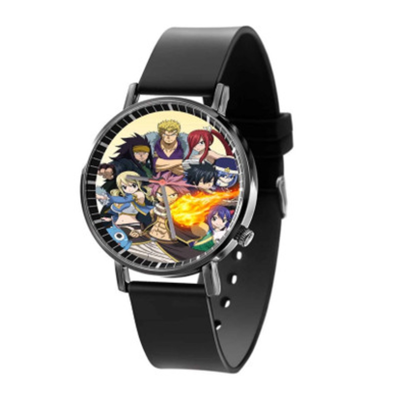 Fairy Tail Characters Black Quartz Watch Unisex With Premium Gift Box