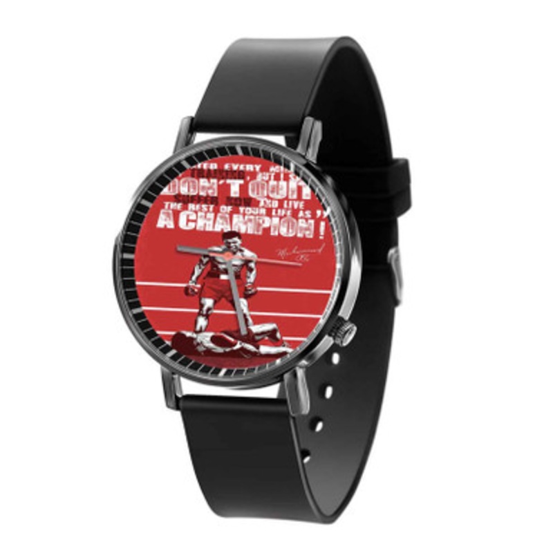 Muhammad Ali Champion Quotes Black Quartz Watch Unisex With Premium Gift Box