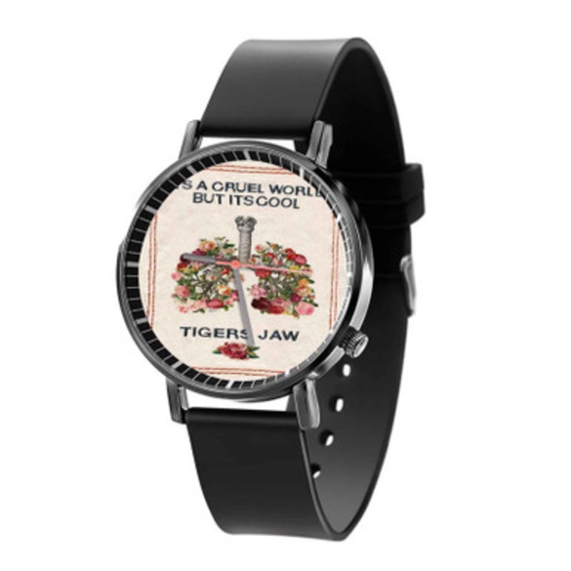 Tigers Jaw Flowers Black Quartz Watch Unisex With Premium Gift Box