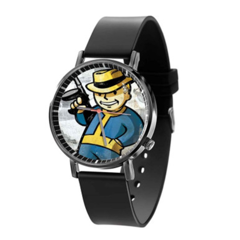 Fallout New Vegas Vault Boy With Gun Unisex Black Quartz Watch With Premium Gift Box