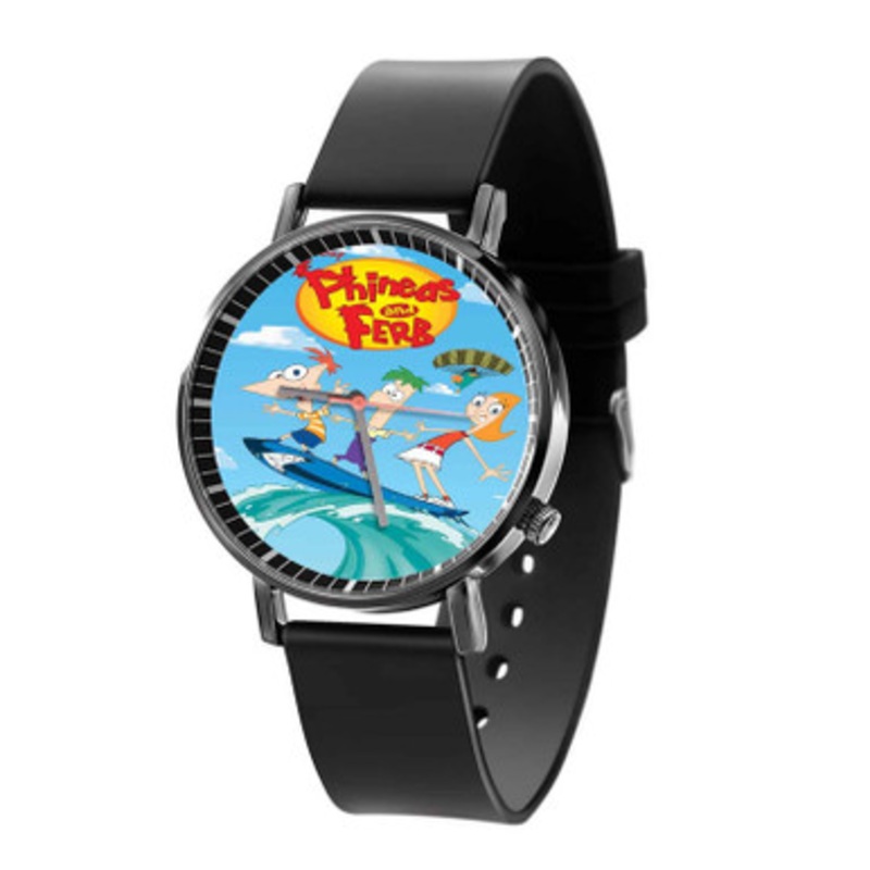 Phineas and Ferb Cartoon Unisex Black Quartz Watch With Premium Gift Box