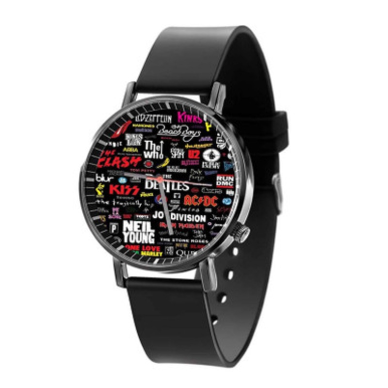 Rolling Stones Ramones The Beatles Kiss ACDC Black Quartz Watch Unisex With Premium Gift Box