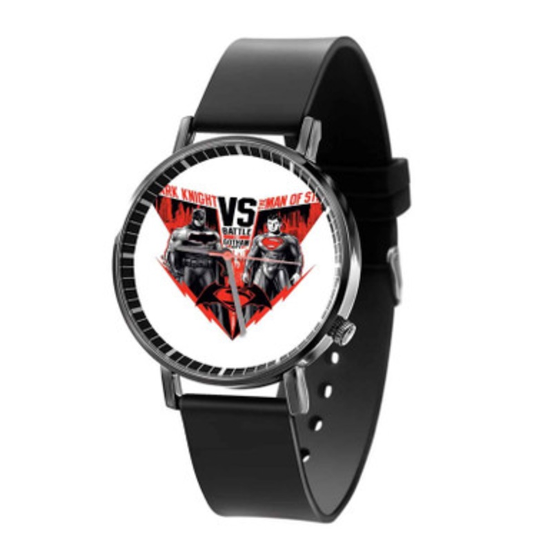 Battle For Gotham City Batman vs Superman Black Quartz Watch Unisex With Premium Gift Box