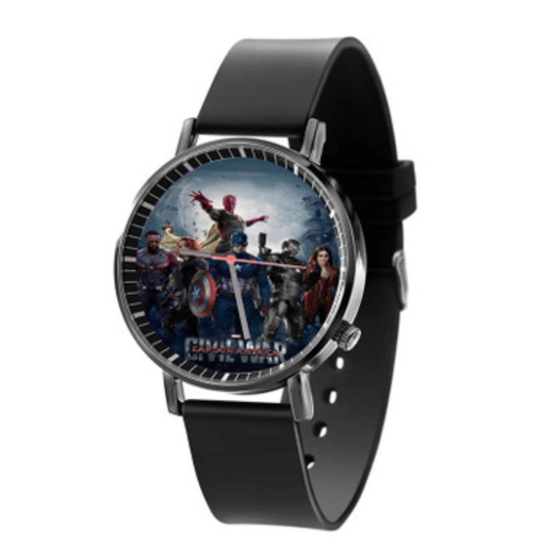 Captain America Civil War Marvel Superheroes Black Quartz Watch Unisex With Premium Gift Box