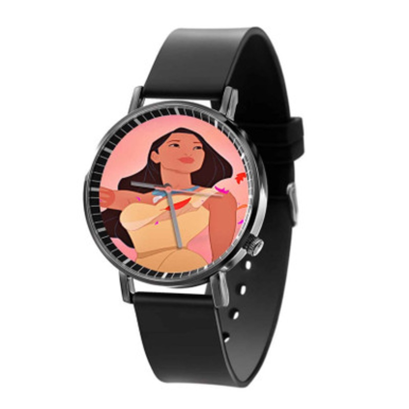 Disney Pocahontas Smile Black Quartz Watch Unisex With Premium Gift Box