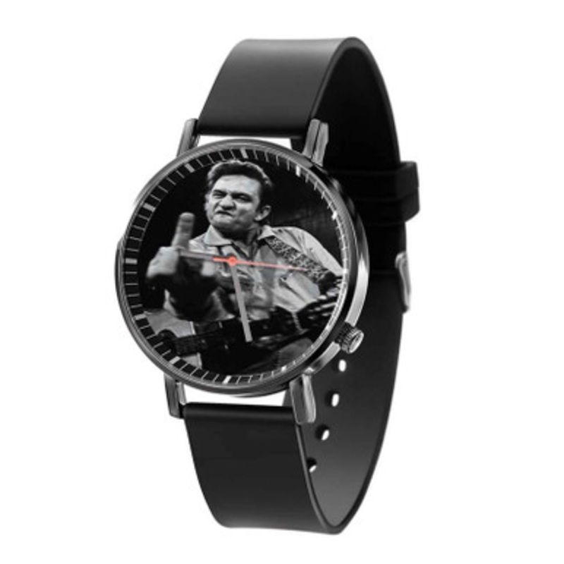 Johnny Cash Middle Finger Unisex Black Quartz Watch With Premium Gift Box