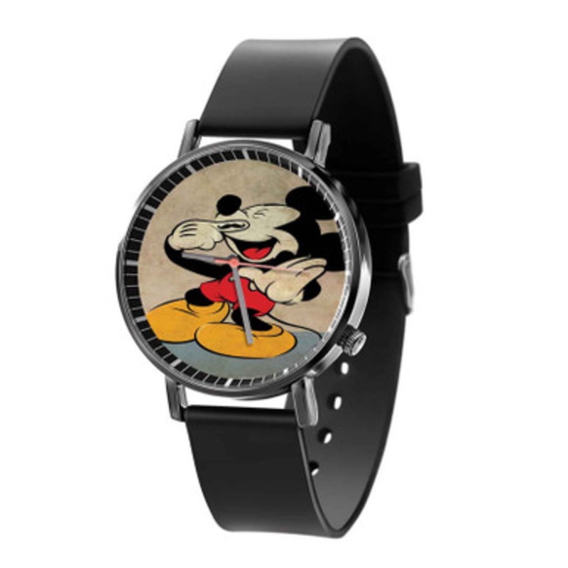 Laughing Mickey Mouse Black Quartz Watch Unisex With Premium Gift Box