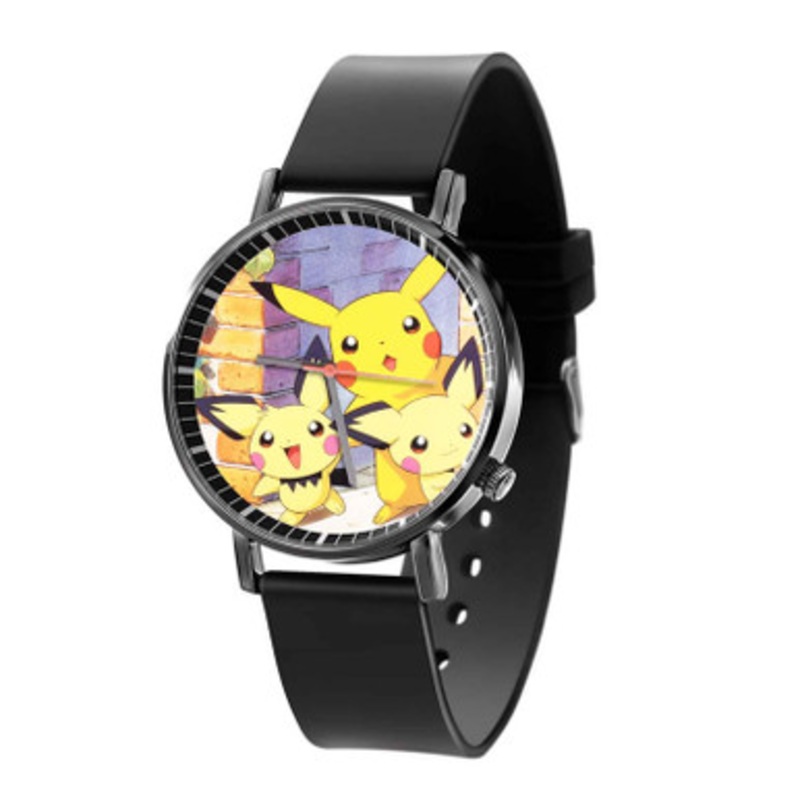 Pokemon Pichu to Pikachu Unisex Black Quartz Watch With Premium Gift Box