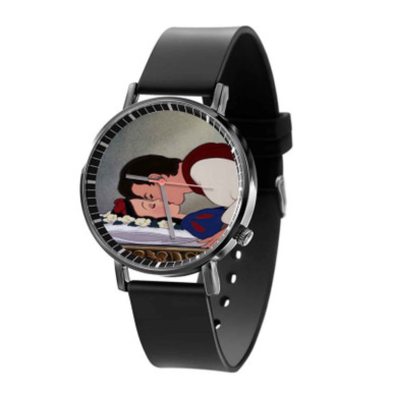Snow White and Seven Dwarfs Kiss Disney Unisex Black Quartz Watch With Premium Gift Box