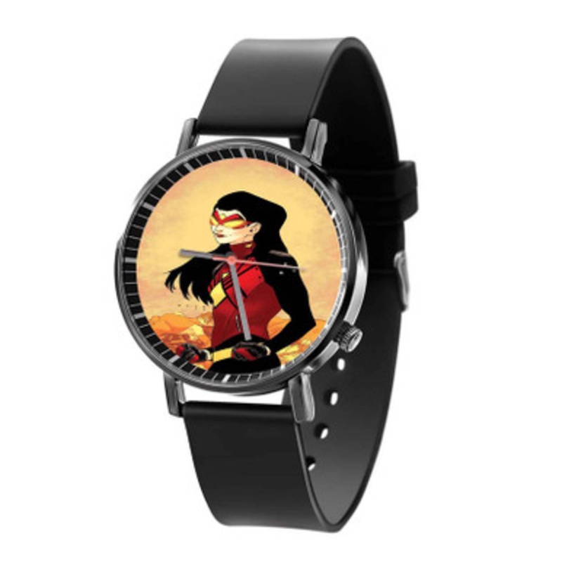 Spider Woman Marvel Superheroes Unisex Black Quartz Watch With Premium Gift Box