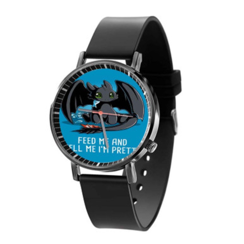 Toothless Black Quartz Watch Unisex With Premium Gift Box