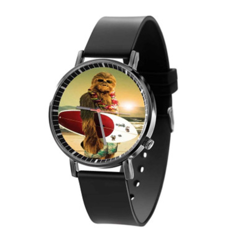 Chewbacca Star Wars Surfing Black Quartz Watch Unisex With Premium Gift Box