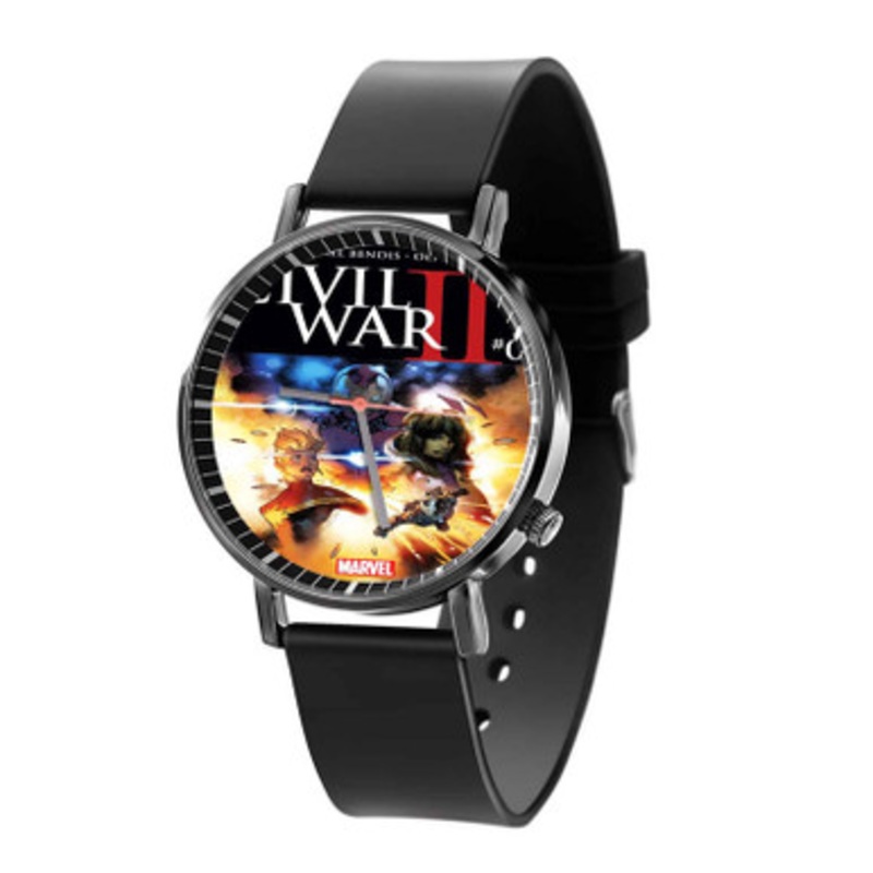 Civil War II Captain America Marvel Comic Black Quartz Watch Unisex With Premium Gift Box