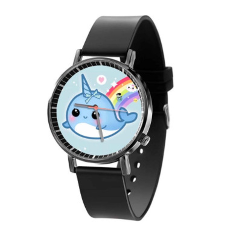 Cute Narwhal Black Quartz Watch Unisex With Premium Gift Box