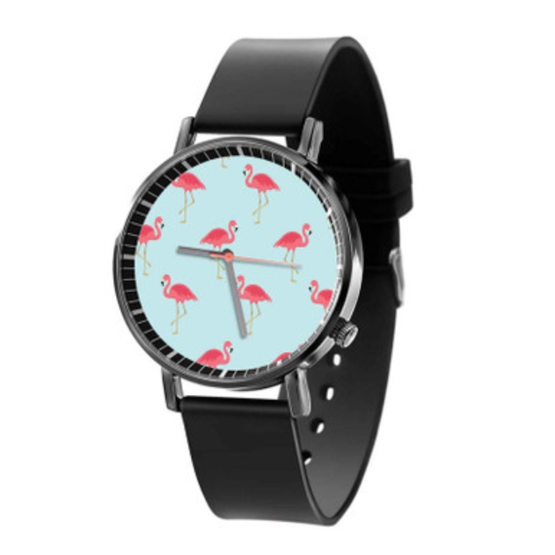 flamingo Black Quartz Watch Unisex With Premium Gift Box