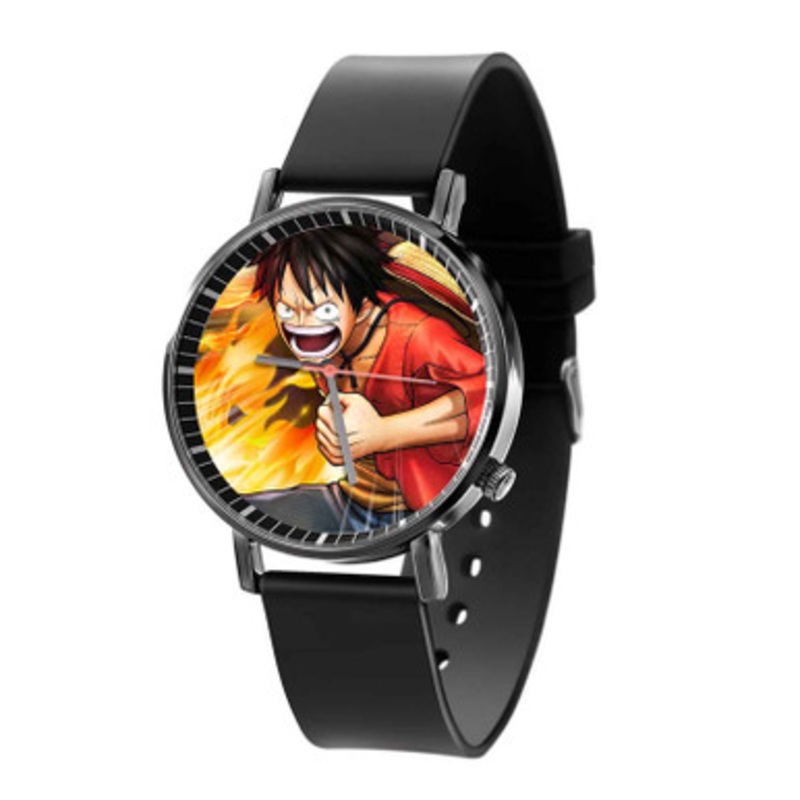 One Piece Pirate Warriors 2 Luffy Fire Boxing Angry Black Quartz Watch Unisex With Premium Gift Box