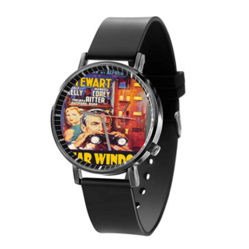 Rear Window Unisex Black Quartz Watch With Premium Gift Box