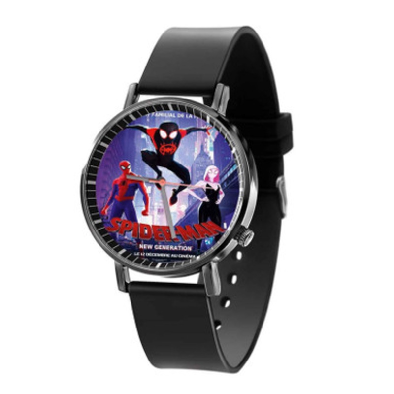 Spider Man Into The Spider Verse Marvel Black Quartz Watch Unisex With Premium Gift Box