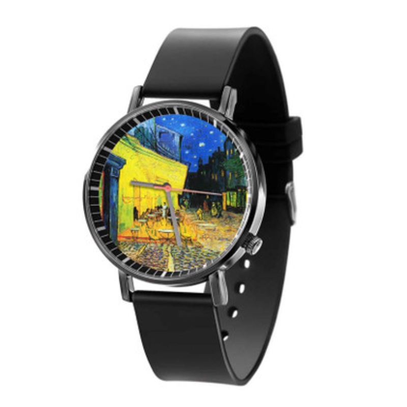 The Cafe Terrace on The Night Van Gogh s Black Quartz Watch Unisex With Premium Gift Box