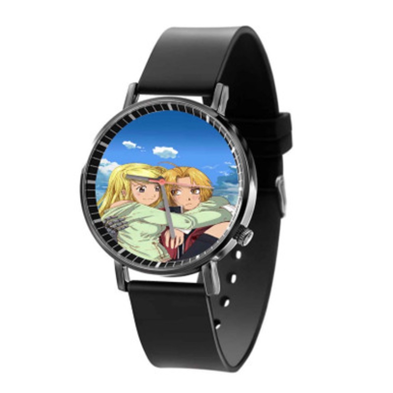 Edward Elric and Winry Rockbell Fullmetal Alchemist Brotherhood Black Quartz Watch Unisex With Premium Gift Box