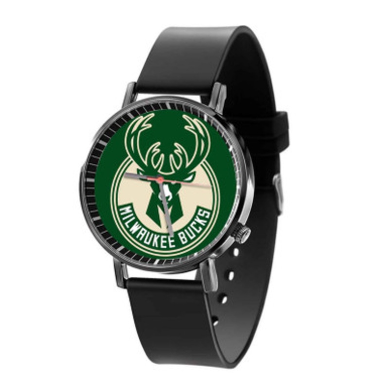 Milwaukee Bucks NBA Art Black Quartz Watch Unisex With Premium Gift Box
