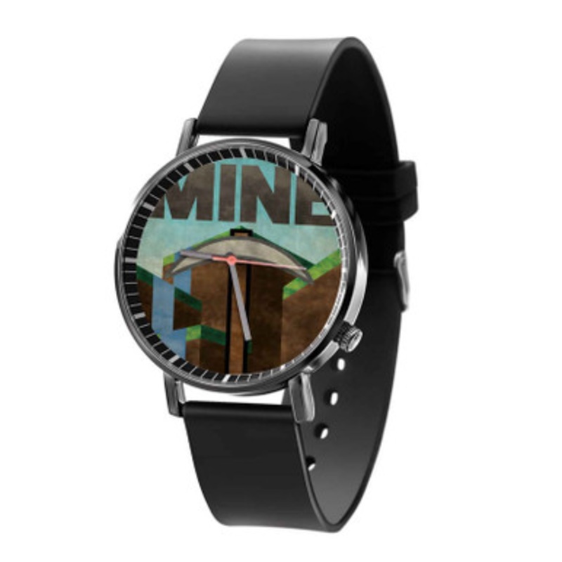 Minecraft Mine Black Quartz Watch Unisex With Premium Gift Box