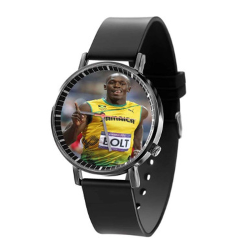 Usain Bolt Jamaica Black Quartz Watch Unisex With Premium Gift Box