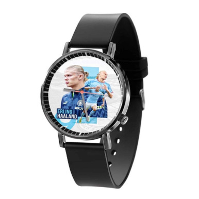 Erling Haaland Manchester City Black Quartz Watch With Premium Gift Box for Unisex