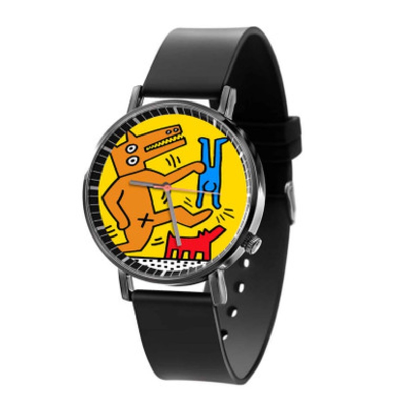 keith haring Black Quartz Watch Unisex With Premium Gift Box