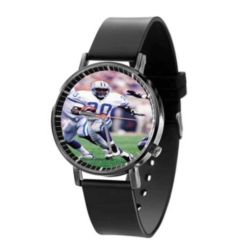Barry Sanders Detroit Lions Black Quartz Watch Unisex With Premium Gift Box