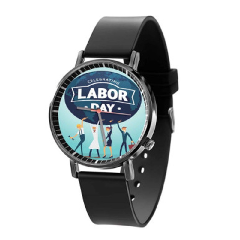Labor Day Black Quartz Watch With Premium Gift Box for Unisex