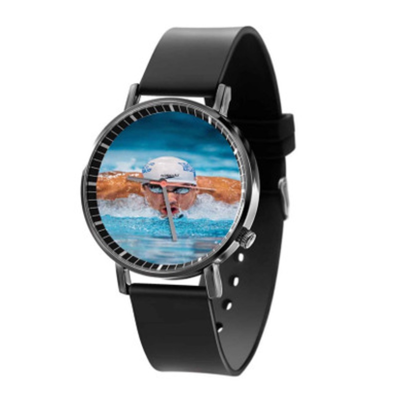 Michael Phelps Black Quartz Watch Unisex With Premium Gift Box